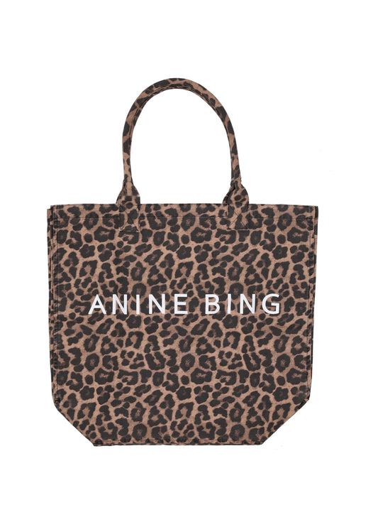 LEO CANVAS TOTE - BLACK AND BROWN LEOPARD