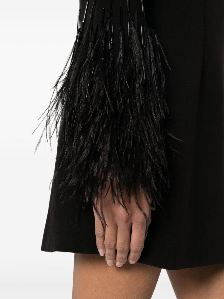 feather-detail cut-out minidress