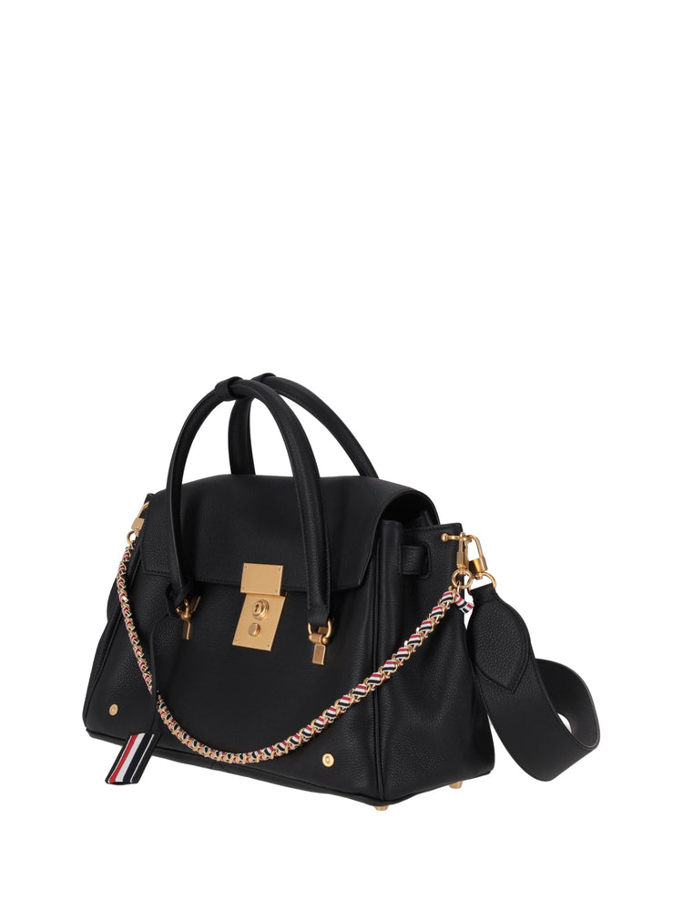 SOFT MRS. THOM LUGGAGE BAG W/ LEATHER SHOULDER STRAP AND RWB WOVEN CHAIN IN SOFT PEBBLE GRAIN