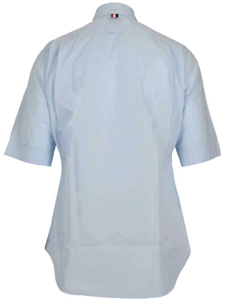 CLASSIC FIT SHORT SLEEVE SHIRT W/ RWB GROSGRAIN PLACKET IN SOLID POPLIN