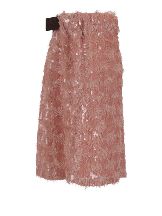 CHIMERA MIDI SKIRT - Sequins / Leather Belt