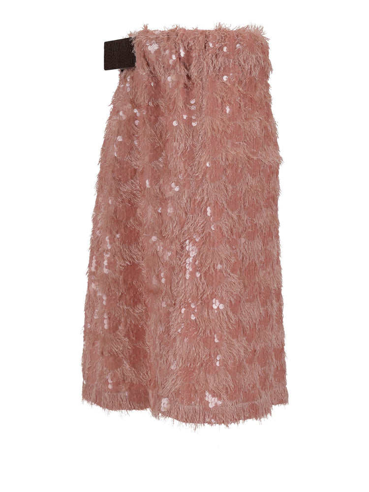 CHIMERA MIDI SKIRT - Sequins / Leather Belt