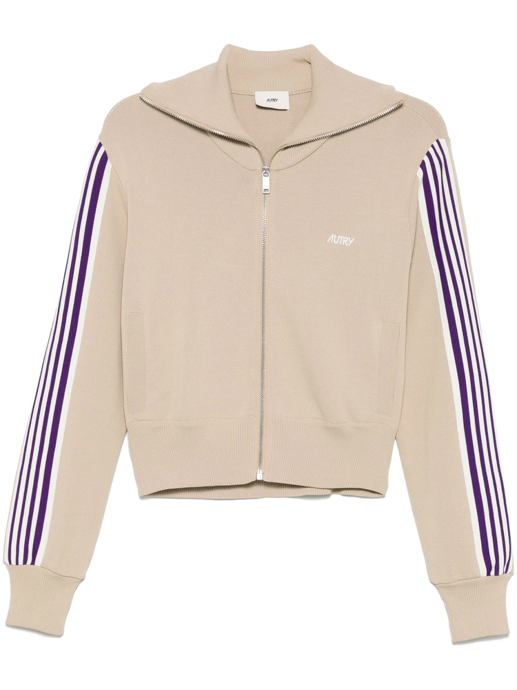 knitted zip-up sweatshirt