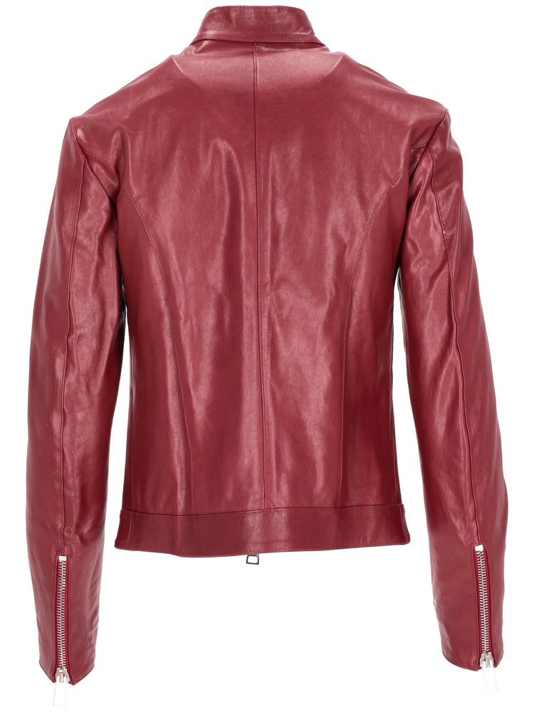 leather bomber bordeaux