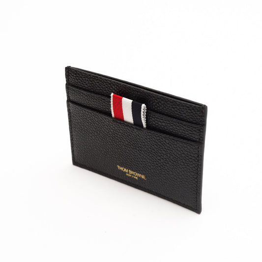 SINGLE CARD HOLDER IN PEBBLE GRAIN LEATHER