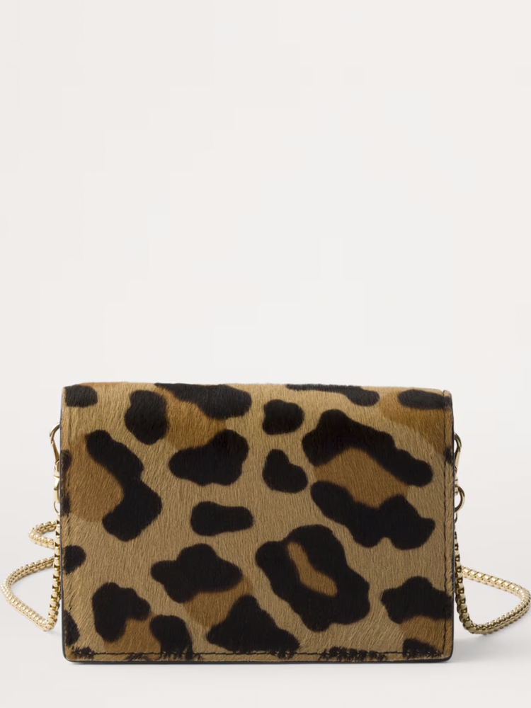 calf hair leopard print card holder