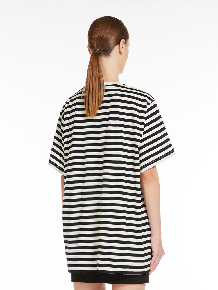 Kaki oversized striped cotton T-shirt