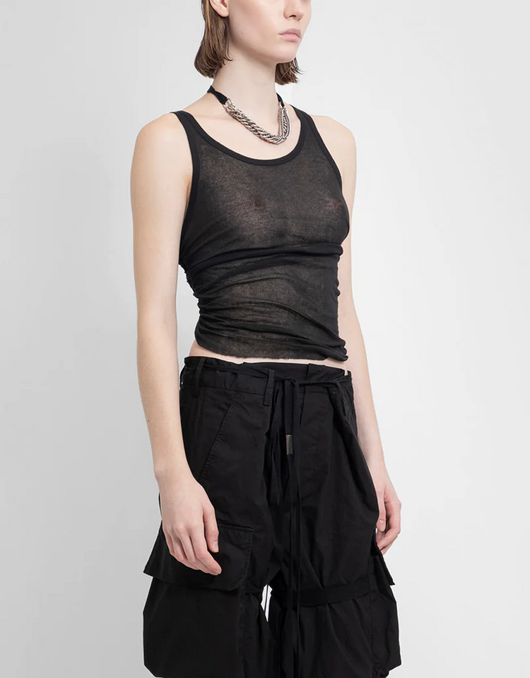 MARA WRINKLED CROPPED TANK TOP LIGHT COTTON RIB