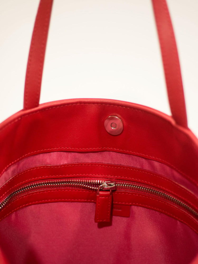 LA ROSE leather tote bag red