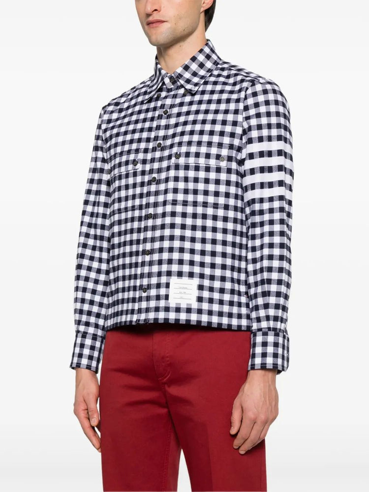 UTILITY SHIRT WITH PATCH POCKET IN 4 BAR GINGHAM CHECK FLANNEL