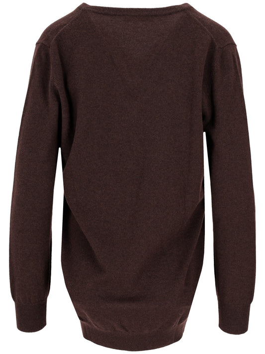 LA ROSE maglione v-neck cashmere marrone