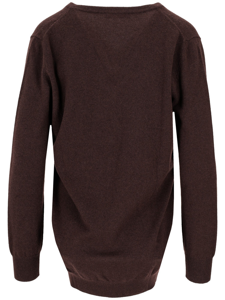 LA ROSE maglione v-neck cashmere marrone