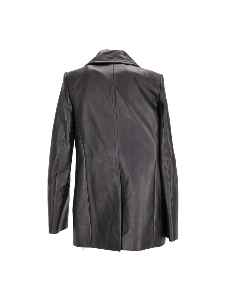 Helen leather fitted peacoat black