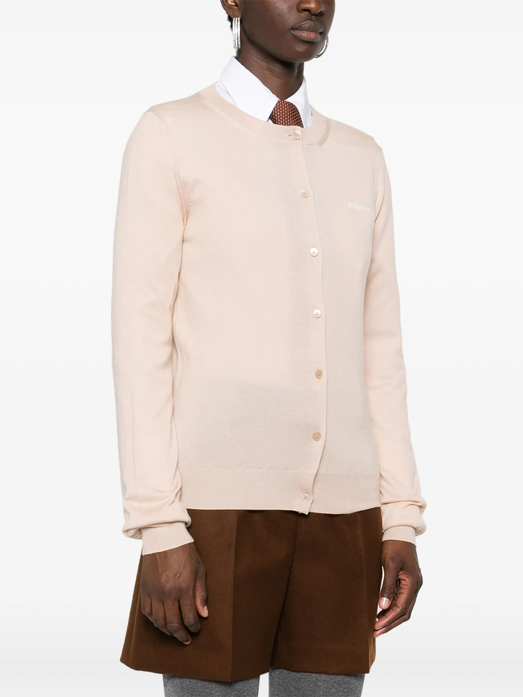 logo-jacquard cardigan