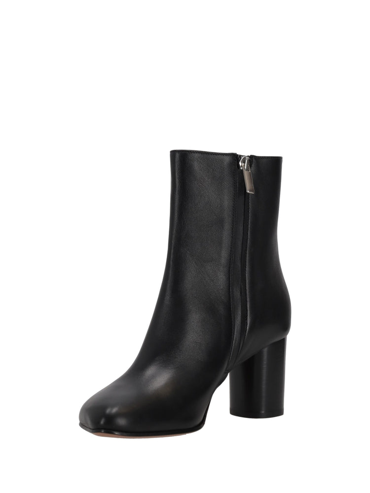 OBLIQUA BLOCK HEEL BOOTIES - Calfskin
