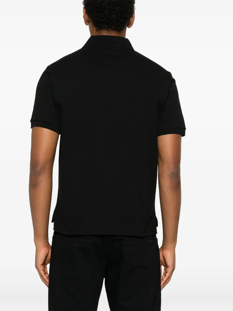 Cassandre-embroidered piqué polo shirt