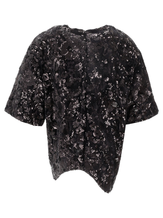 ONDA TEE - Floral Sequin Embroidered Velvet