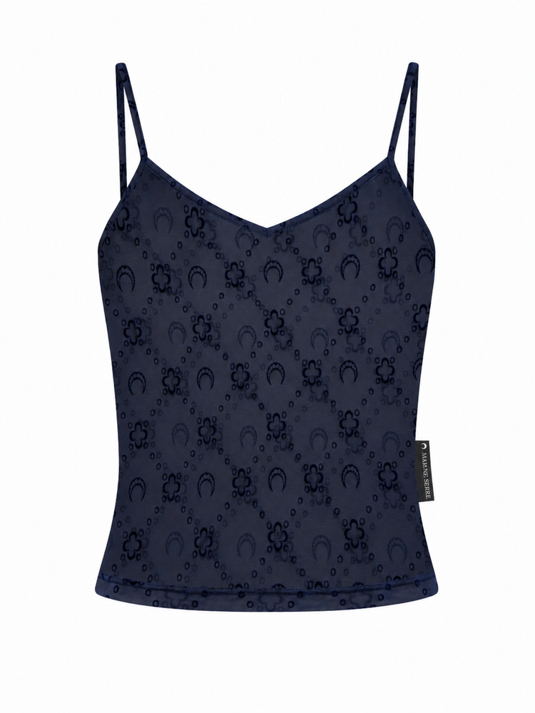 MOONOGRAM MESH FLOCK STRAPS TOP