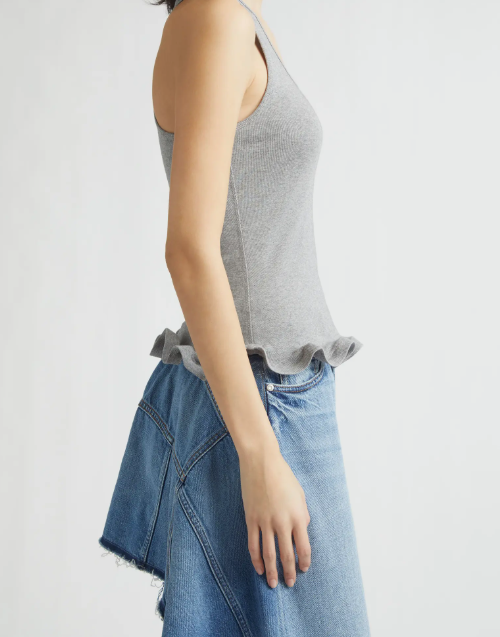 FRILLED HEM RIB TANK