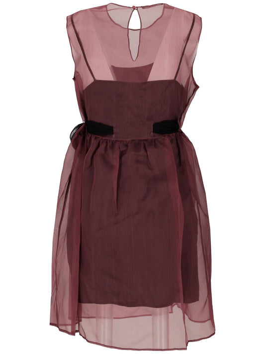 LA ROSE vestito con sottoveste BORDEAUX