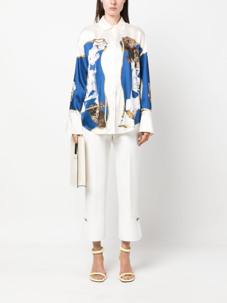 pressed-crease high-waisted trousers