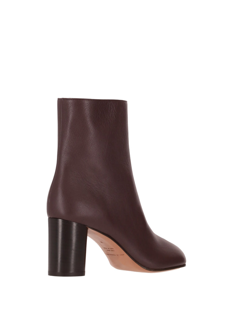 OBLIQUA BLOCK HEEL BOOTIES - Calfskin
