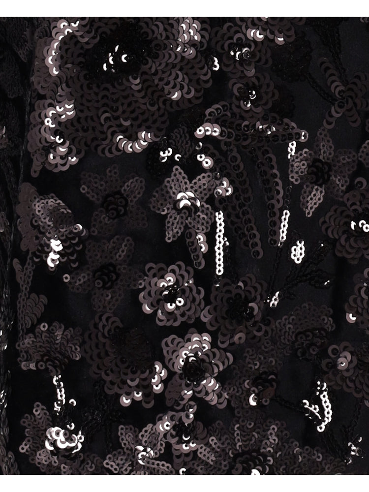 ONDA TEE - Floral Sequin Embroidered Velvet