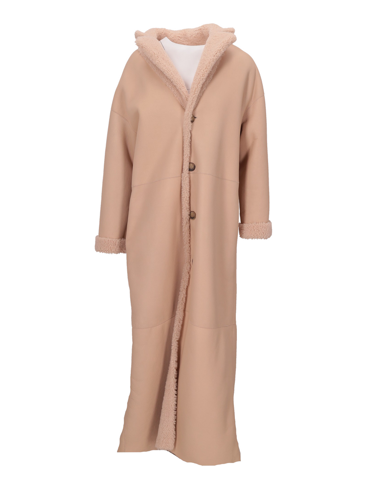 cappotto montone lungo reversibile