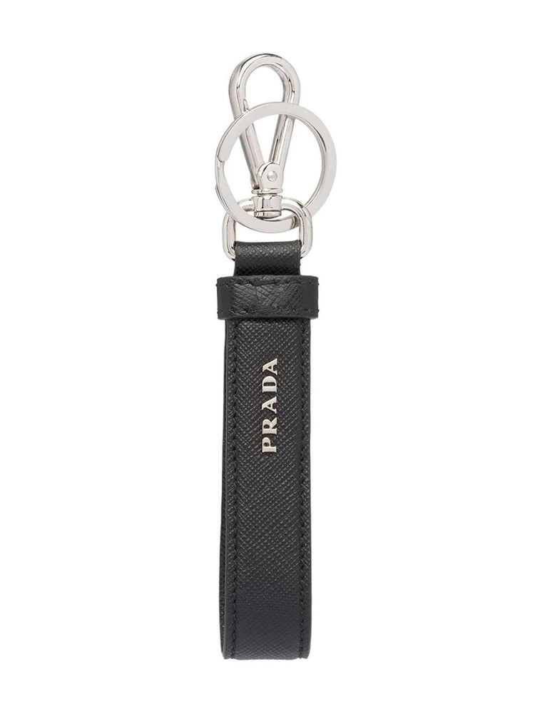 triangle-logo leather keychain