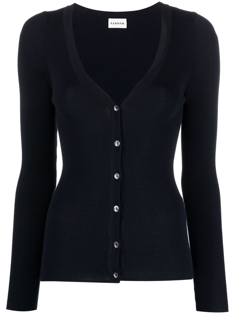 ribbed-knit cardigan