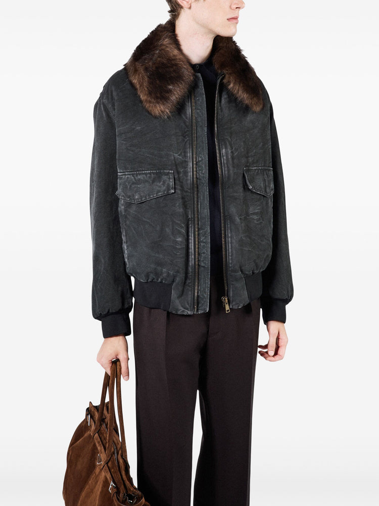 cotton shearling-collar jacket