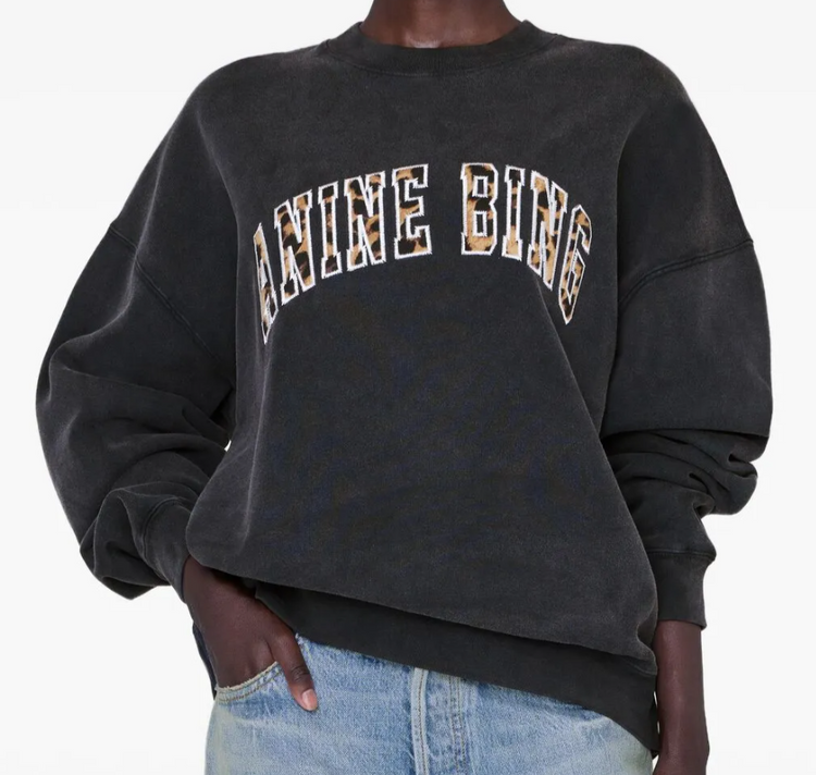 MILES SWEATSHIRT ANINE BING LEOPARD - WASHED BLACK