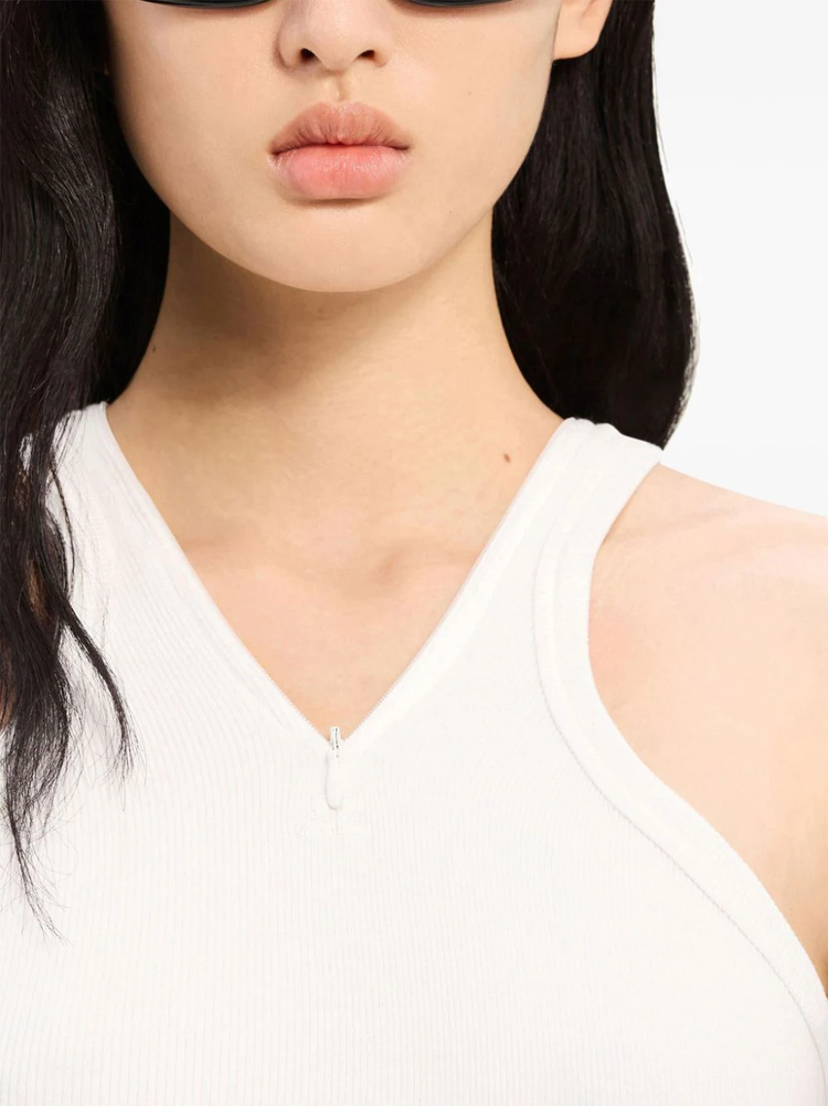 logo-embroidered ribbed tank top
