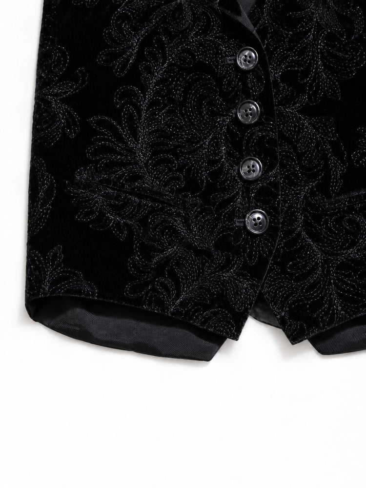 DIANA FITTED MICRO WAISTCOAT PAISLEY EMBROIDERED V