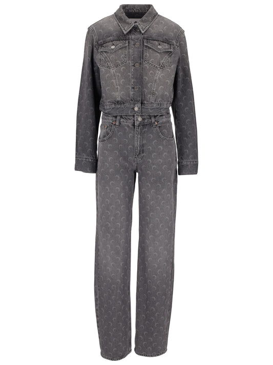 MOON LASER GREY WASH DENIM STRAIGHT JEANS