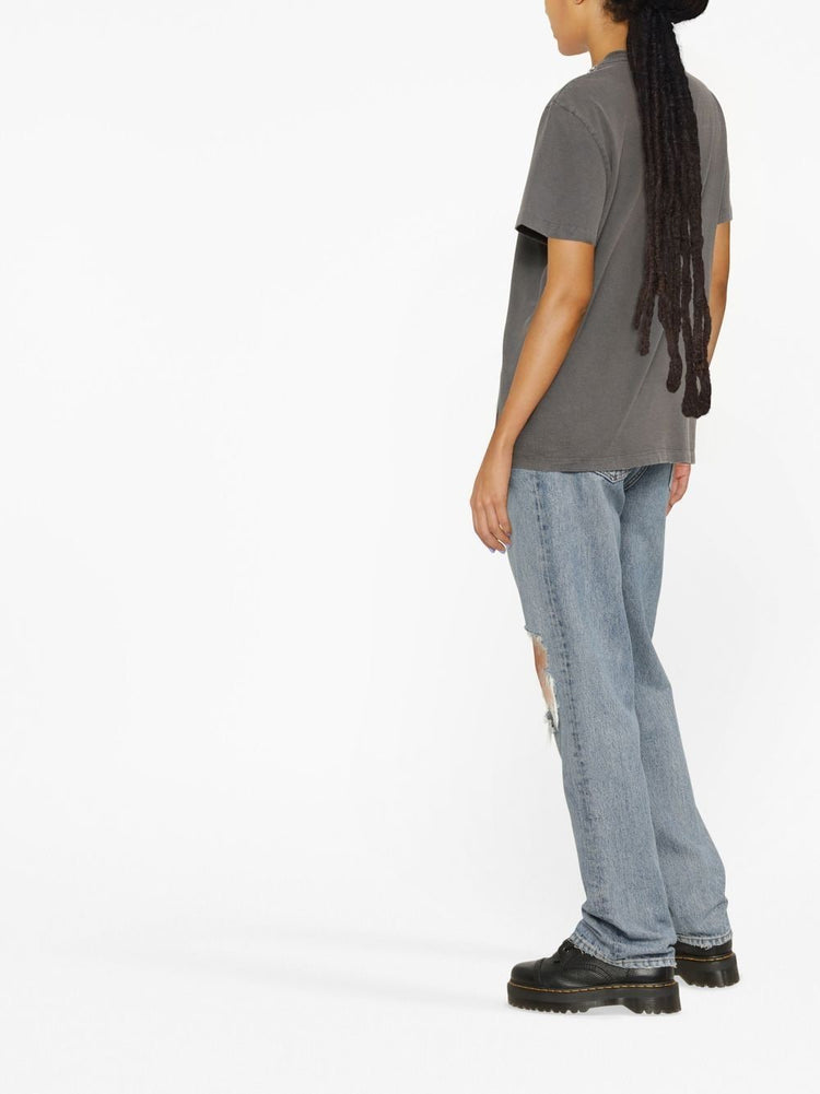 GOLDEN W'S REGULAR T-SHIRT DISTRESSED COTTON JERSEY WITH EMBROIDERY