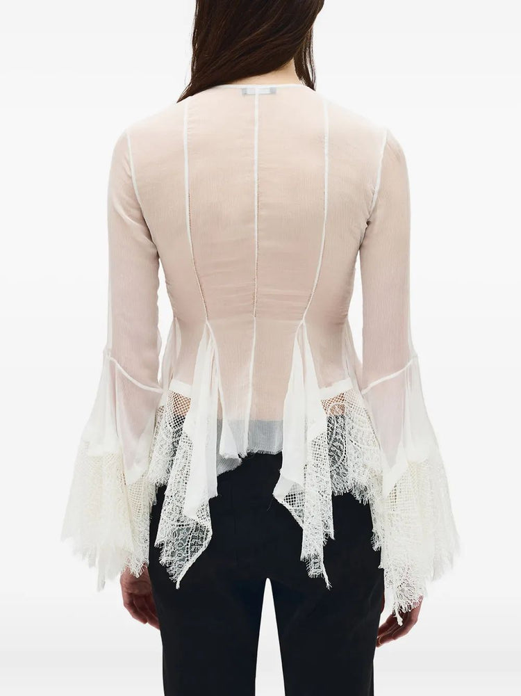 KRISTABEL FITTED HANDKERCHIEF SHIRT WITH LACED BOR