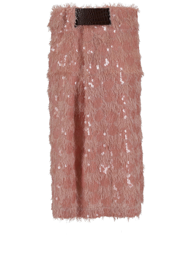 CHIMERA MIDI SKIRT - Sequins / Leather Belt