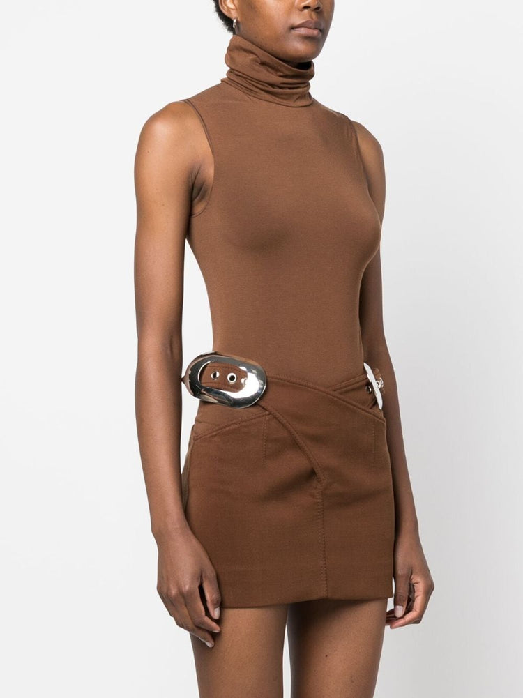 roll-neck sleeveless bodysuit