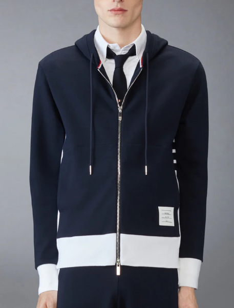 ZIP UP HOODIE W/ ENGINEERED 4 BAR IN COLOR BLOCKED SOLID CLASSIC LOOPBACK JERSEY