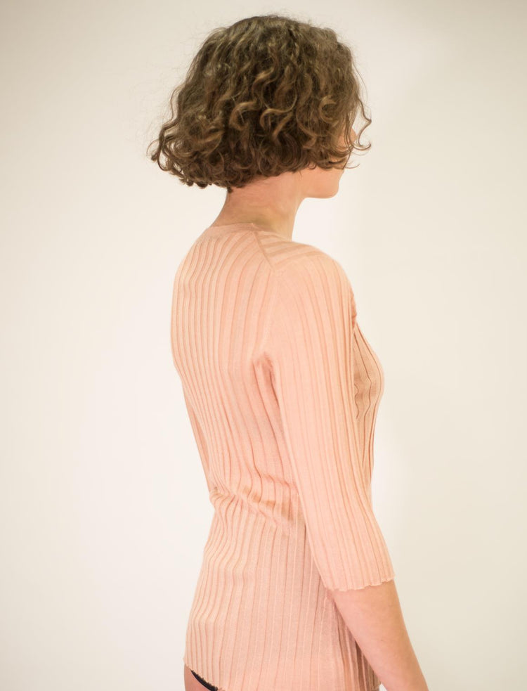 LA ROSE V neck cash/silk hot pink