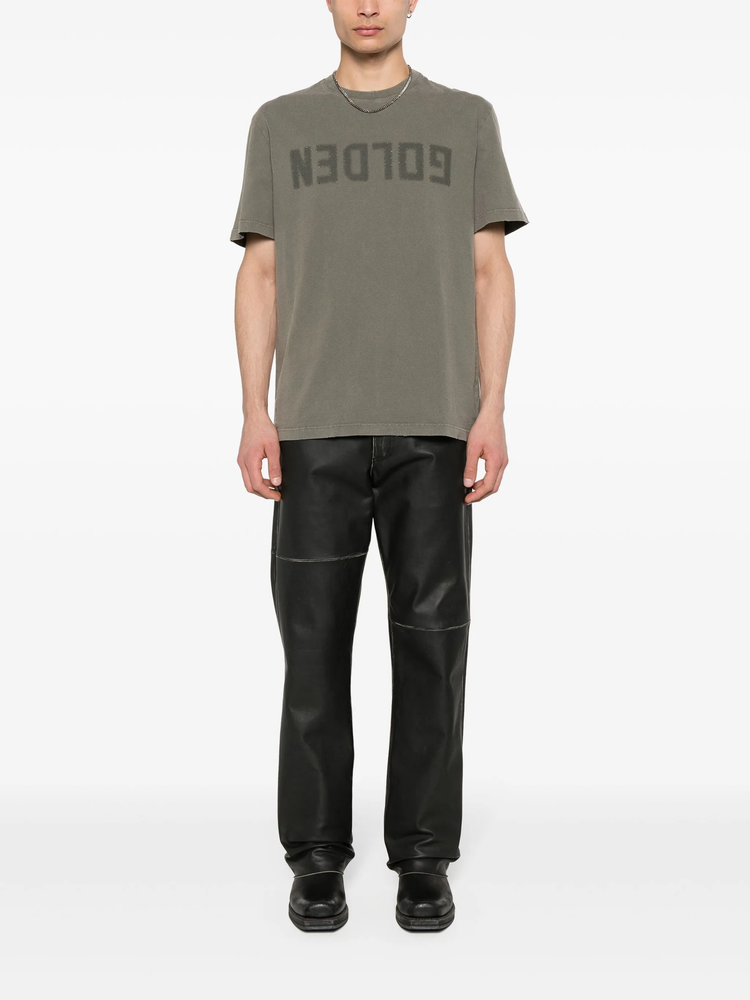 GOLDEN M'S REGULAR T-SHIRT DISTRESSED COTTON JERSEY WITH LOGO