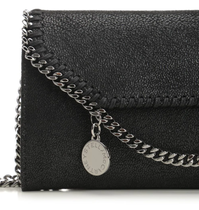 FALABELLA CONTINENTAL WALLET WITH CHAIN ECO SHAGGY DEER W/RUTHENIUM CHAIN
