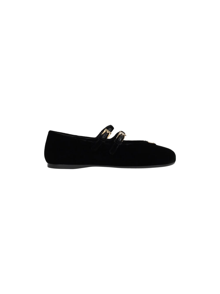 velvet-finish ballerina shoes