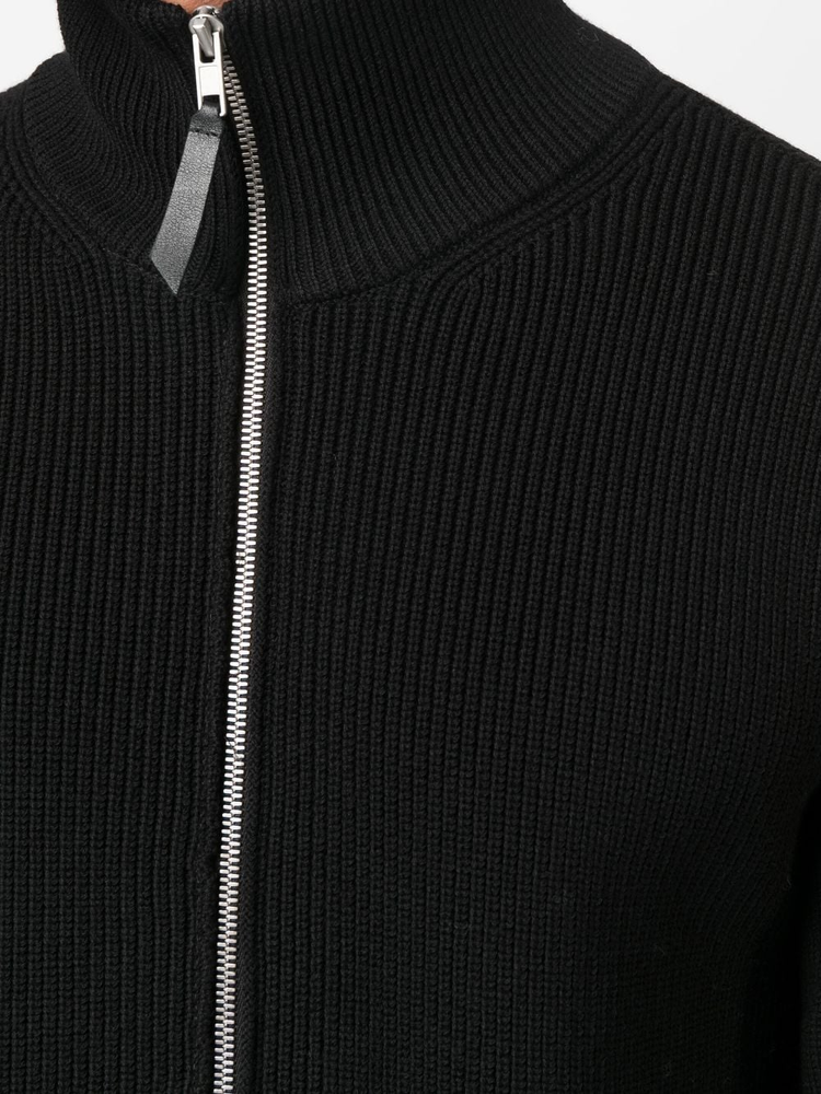 ribbed-knit zip-up sweater