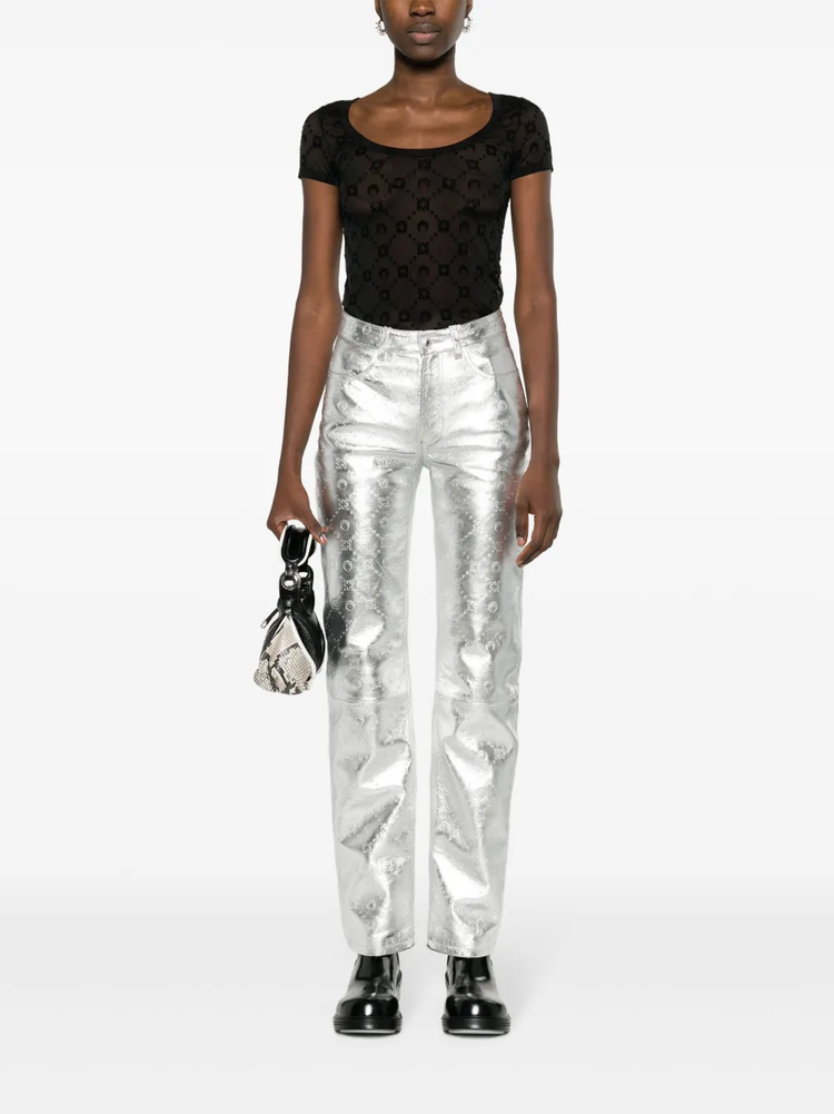 MOONOGRAM MESH FLOCK SS ROUNDNECK TOP