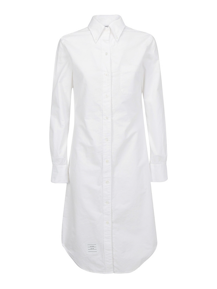 CLASSIC LONG SLEEVE BUTTON DOWN POINT COLLAR SHIRT DRESS IN OXFORD W/ GG LOOP