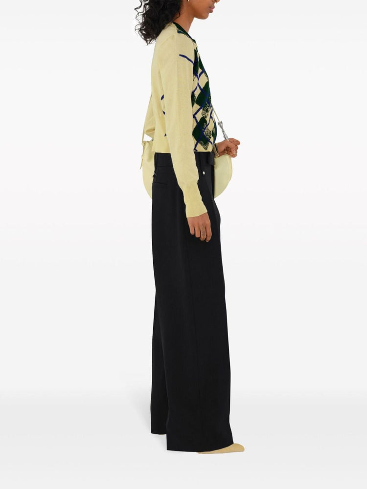 argyle-intarsia cropped cotton jumper