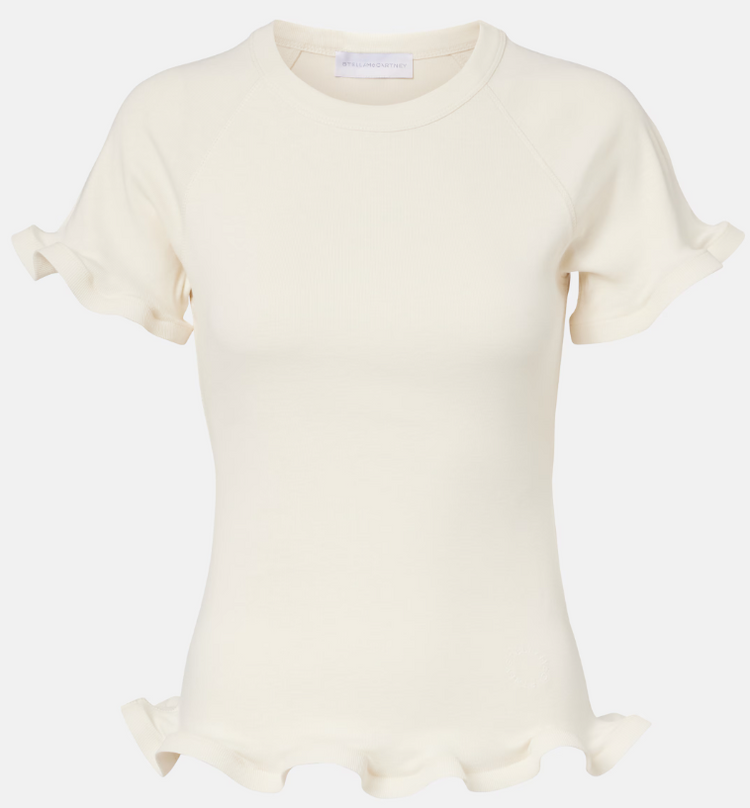 FRILLED HEM RIB T-SHIRT