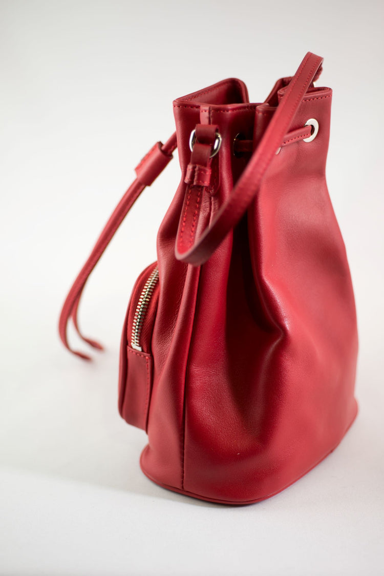 leather satchel bag red
